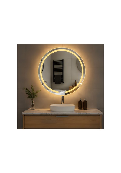 Familieconcept Melisa Serisi Oval Dokunmatik Ledli Banyo Makyaj Aynası Metalik