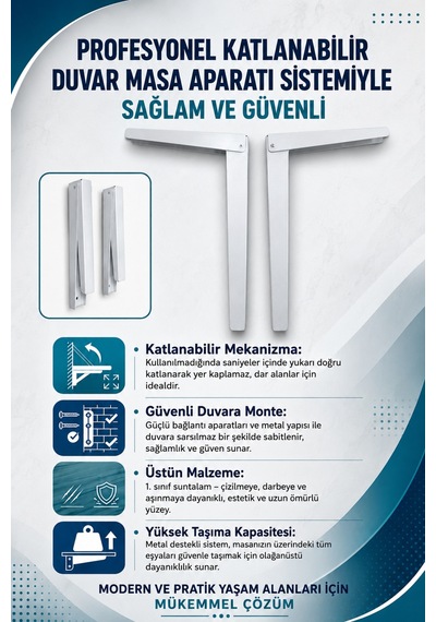 Duvara Monte Katlanabilir Masa Çok Amaçlı Çalışma Yemek Masası Ofis Mutfak İçin Pratik Tasarım Beyaz Duvara Monte Katlanabilir Masa Çok Amaçlı Çalışma Yemek Masası Ofis Mutfak İçin Pratik Tasarım Beyaz