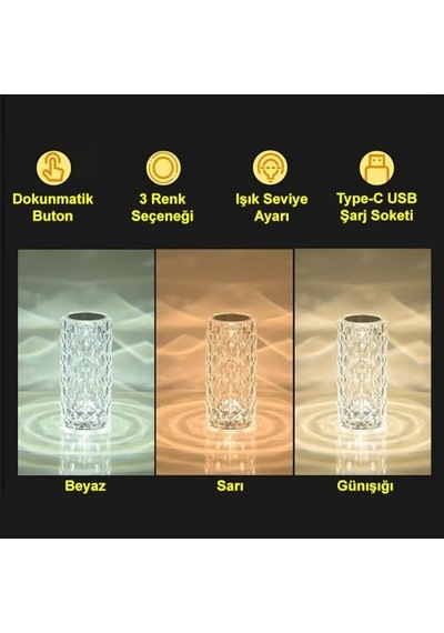 Dokunmatik 3 Renk Usb Kablolu Led Masa Lambası Gt-cl15 Enerji Sınıfı A++ 10 Parça Siyah