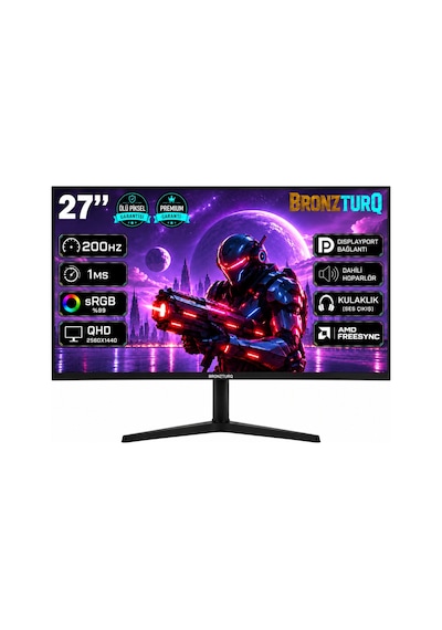 Bronzturq 27" 200hz 1 Ms Dp + Hdmı Qhd 2560x1440 Monitör Btq270qhd165-aa