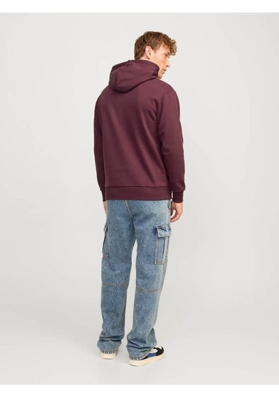 Jack & Jones Erkek Sweatshirt Bordo 12256521 Jjecaleb Varsıty Hood Noos 25kw21000440 W212205 Bordo