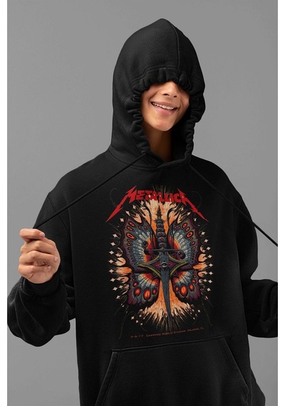 Tasarım Rock Metal Müzik Grubu Baskılı Unisex Oversize Metallica Siyah