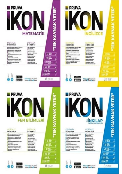 Pruva Akademi 8. Sınıf Matematik İngilizce Fen İnkılap Tarihi Defter Seti 4 Kitap 2023