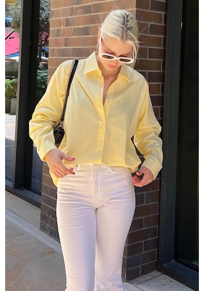 Madmext Mad Girls Sarı Oversize Gömlek Mg1369-sarı Sarı