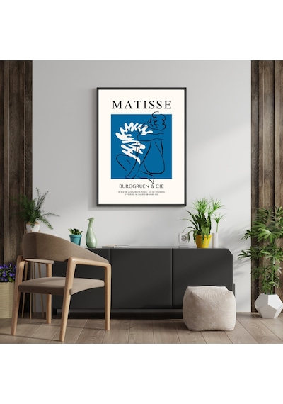 Mavinin Büyüsü Matisse Duvar Tablosu Çerçeveli 2'li Set Siyah Renk 21 X 30 Boyut/ebat