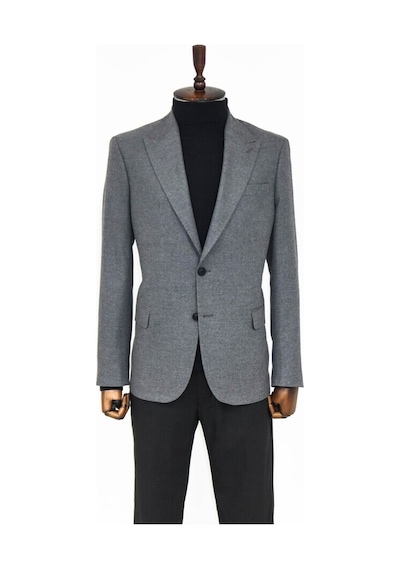 Wessi Desensiz Slim Fit Spor Gri Erkek Ceket 001
