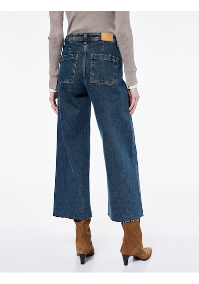 Koton Yüksek Bel Rahat Kalıp Geniş Paça Jean Pantolon - Culotte Jeans Green Cast 6wal40213md Yeşil