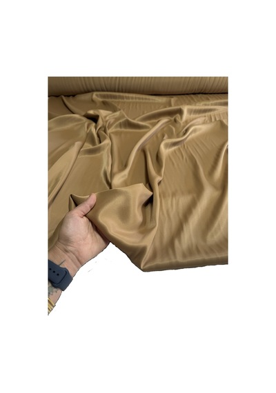 İpek Floş Saten Kumaş Parlak Dökümlü Polyestersiz Elbiselik 150 Cm En Camel