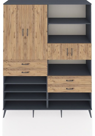 Hyperion Gardrop 11 Raflı 4 Çekmeceli 4 Kapaklı 176x44x221 Antrasit-çam Çam Hyperion Gardrop 11 Raflı 4 Çekmeceli 4 Kapaklı 176x44x221 Antrasit-çam Çam