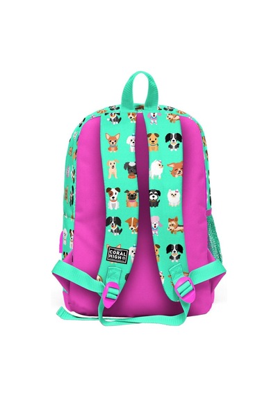 Coral High Kids Su Yeşili Neon Pembe Köpek Desenli Usb'li 2'li Okul Çanta Seti Set0223266