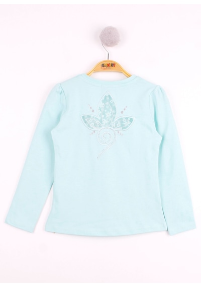Toontoy Kids Toontoy Kız Çocuk Göğsü Çiçek Nakışlı T-shirt Beyaz