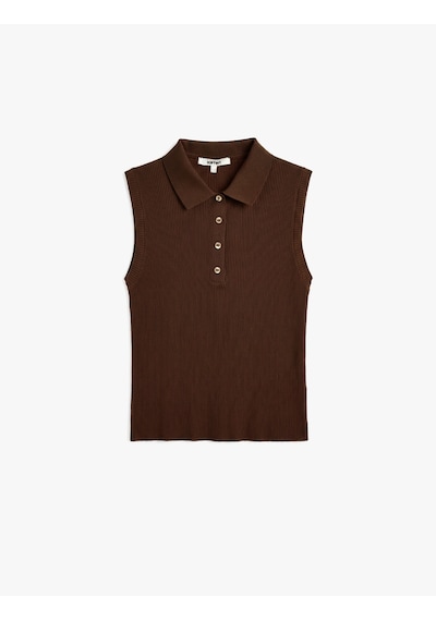 Koton Yarım Düğmeli Triko Polo Yaka Kolsuz Bluz Kahverengi 7wak30024ht Kahve Koton Yarım Düğmeli Triko Polo Yaka Kolsuz Bluz Kahverengi 7wak30024ht Kahve