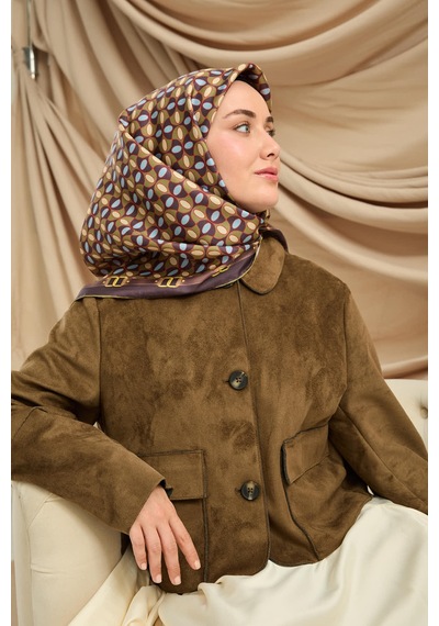 Silk Home Twill İpek Eşarp 11481-17 Kahve Mor, Bebe Mavi, Yeşil, Kırmızı