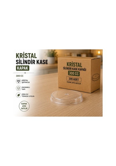 Silindir Kristal Kase Kapağı 200 Adet Şeffaf Plastik Kapak Şeffaf - 917806724 Şeffaf