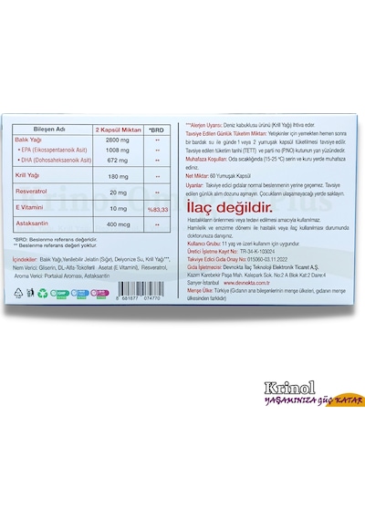 Krinol Omega 3 Plus - 60 Kapsül - 1 Kutu