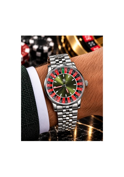 Erkek Rulet Model Çelik Analog Kol Saati Sabittir. İçi Dönmüyor Yeşil - 934919453 Gümüş