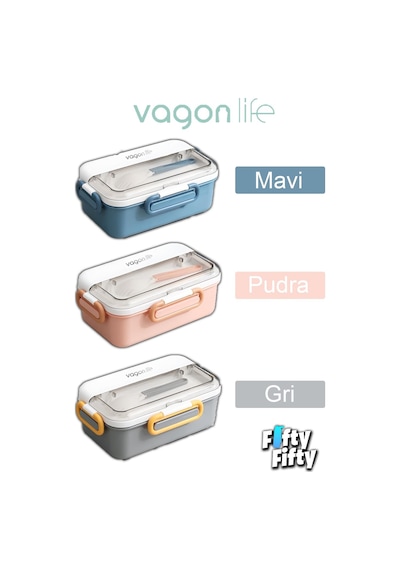 Vagonlife Tek Kat Çift Bölme Bento Lunch Box Ofis-Okul Için Yeni Nesil Sefer Tası Paslanmaz Çelik 588 001