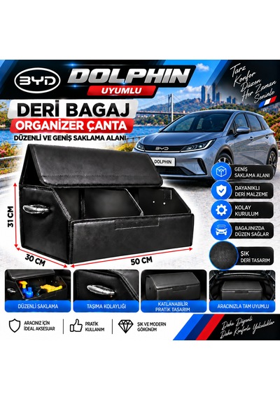 Byd Dolphin Uyumlu Oto Bagaj Organizeri Deri Bagaj Kutu Çanta 1