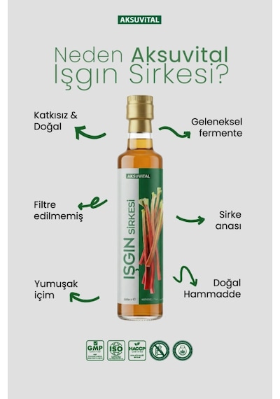 Aksu Vital Işgın Sirkesi 500 Ml - Işkın Kökü Sirkesi - Katkısız, Doğal Fermantasyon