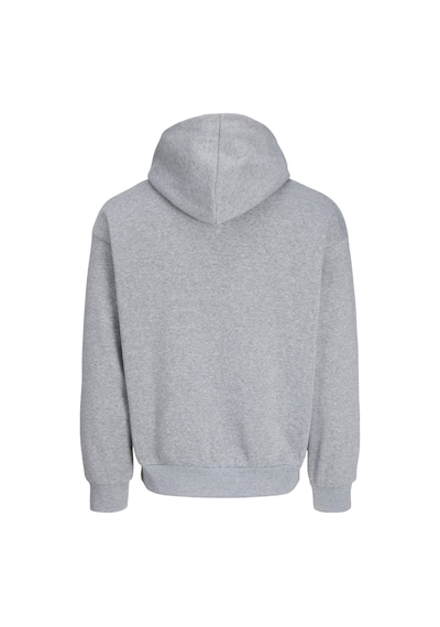 Jack & Jones Erkek Loose Fit Kapüsonlu Hoodie - Collie - 12301971 Gri Melanj