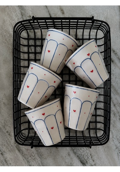 Amore Line Double Espresso Fincanı Kırmızı - Lacivert