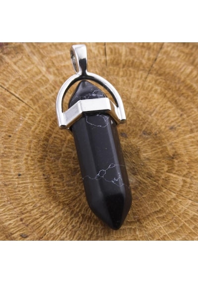 Obsidyen - 849 - Point Kolye - Csmo-tex - Ucu Siyah