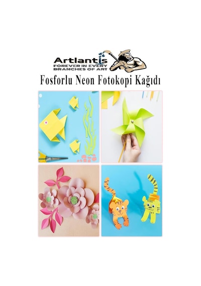 Neon Fosforlu Renkli A4 Fotokopi Kağıdı 50 Li 1 Paket 50 Adet Fosforlu 5 Renk Parlak Canlı Renkler Fotokopi Kağıdı