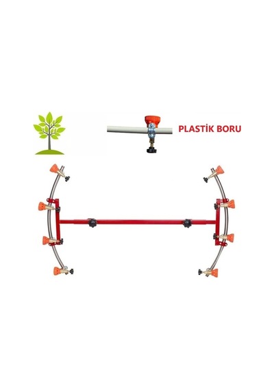 Tarım Garaj 4+4 Başlıklı Hilal Tip İlaçlama Makina Aparatı Plastik Boru
