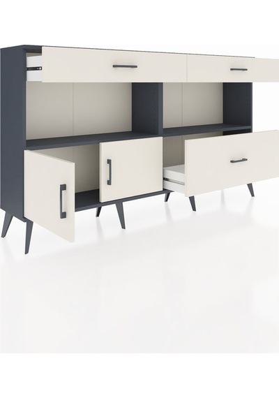 Arges Konsol 2 Raflı 3 Çekmeceli 2 Kapaklı 176x30x99 Antrasit-ayt Antrasit-aytaşı Arges Konsol 2 Raflı 3 Çekmeceli 2 Kapaklı 176x30x99 Antrasit-ayt Antrasit-aytaşı