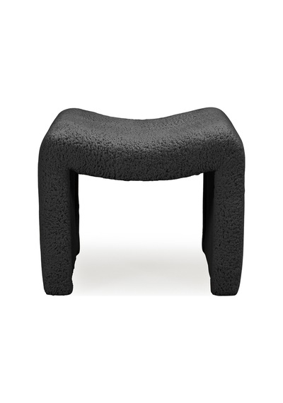 Tokyo Peluş Oval Puf Siyah Siyah