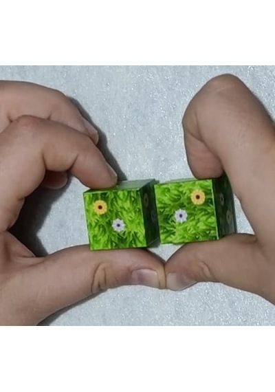 9 Parça Çiçekli Yaprak Çimen Blok Çok Renkli