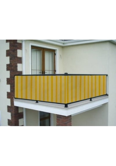 Ceylan Home Balkon Demiri Perdesi Kuş Gözü Sarı İnce Çizgili Sarı
