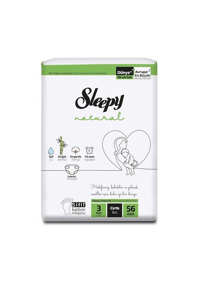 Sleepy Natural 2 Li Jumbo Bebek Bezi Midi 3 Numara 56 Adet 4 9 Kg