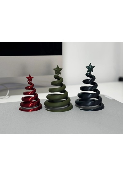 3d Baskı 3lü Spiral Yılbaşı Ağacı Seti Yıldız Tepelikli Masaüstü Süs Diğer