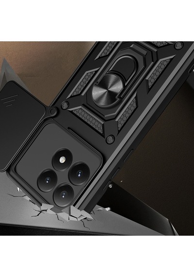 Vendas Xiaomi 15t Kılıf Magnetik Standlı Kamera Korumalı Zore Sürgülü Vega Kapak Siyah