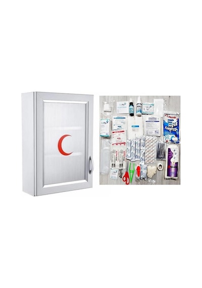Ecza Dolabı İçi Dolu Lüx İlk Yardım İçerikli Pvc 50x35x16 Cm-159+phl