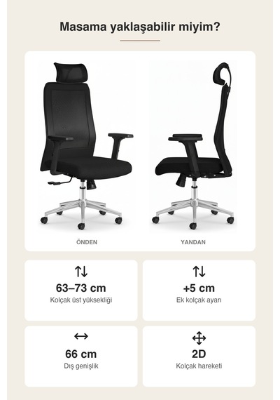 Upstyle Yamaç Başlıklı Ergonomik Çalışma Ve Yönetici Koltuğu Siyah 66 125 65 Cm