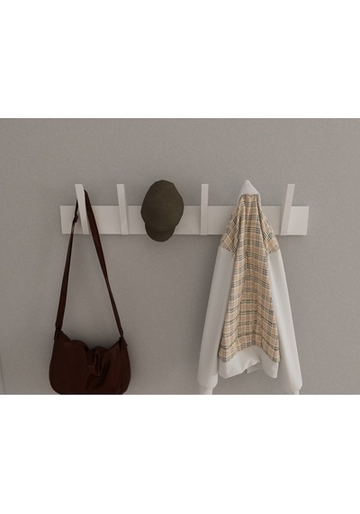 Hepsi3boyutlu Modern Duvar & Kapı Kanca Askılık - 6 Adet Beyaz Kanca Askılık - Model No : 4 Beyaz