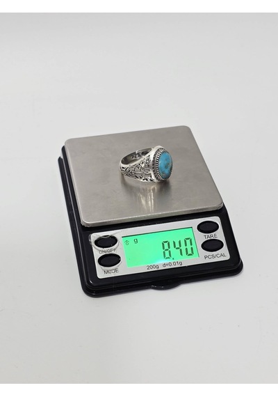 Firuze Turkuaz Taşlı 925 Ayar Gümüş Yüzük 8,40 Gram