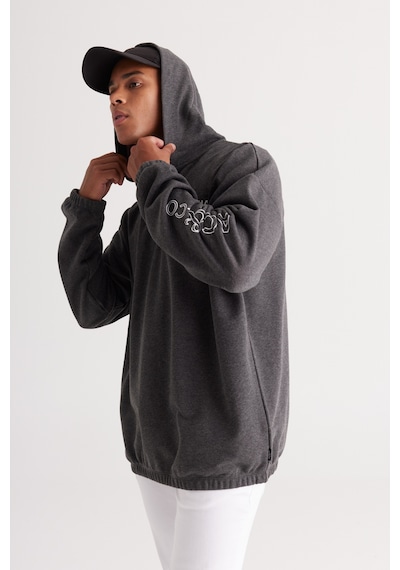 AC&Co / Altınyıldız Classics Erkek Antrasıt Melanj Oversize Bol Kesim Kapüşonlu Baskılı Sweatshirt Antrasit AC&Co / Altınyıldız Classics Erkek Antrasıt Melanj Oversize Bol Kesim Kapüşonlu Baskılı Sweatshirt Antrasit