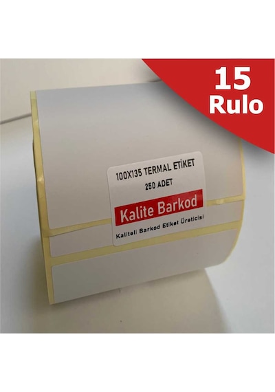 100X135 Termal Etiket 15 Rulo Barkod Etiketi Kalite Barkod