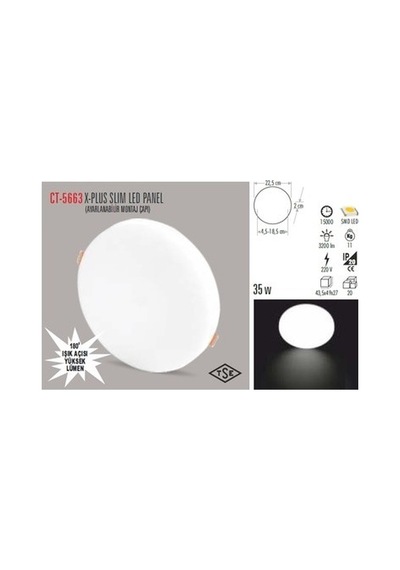 Ct-5663 X-plus Slım Led Panel 3000k Günışığı Beyaz