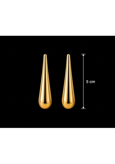 Damla Form Küpe Altın Rengi Gümüş Rengi 5 Cm Uzun Minimal Şık Küp 77170148