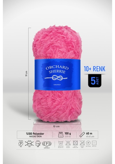 Fuşya 5'li Paket 100 Gr / 60 M Tavşan Tüyü Dokulu Kalın Kürk Peluş Örgü İpi
