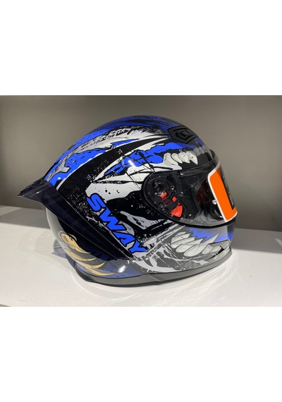 Sway Kask B-503 (817) Güşeş Vizörlü Croco Mavi