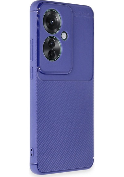 Oppo Reno 11f Uyumlu Kılıf Karbon Tasarım Kamera Korumalı Silikon Telefon Kılıfı Kapak Lacivert