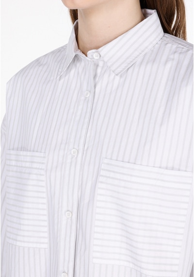 Colin's Colins Regular Fit Shirt Neck Çizgili Kadın Beyaz Uzun Kol Gömlek Cl1073325 Cl1073325 Q1.v1 Wht Beyaz