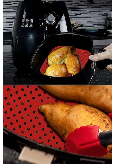 150 Adet Kare Model Pişirme Kağıdı Ve Silikon Airfryer Matı 21,5 Cm Plastik Beyaz Diğer