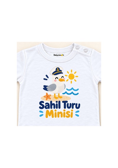 Babylimon Sahil Turu Minisi Beyaz Kısa Kollu Çıtçıtlı Bebek Zıbını Beyaz - Sahil Turu Minisi - 928161930 Beyaz - Sahil Turu Minisi