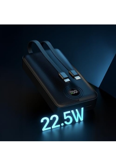 W4 Powerbank, 20.000mah, 22.5w Hızlı Şarj, Type-c Ve Lightning Dahili Kablolu, Pd, Led Göstergeli, 4 Port, Dca0068